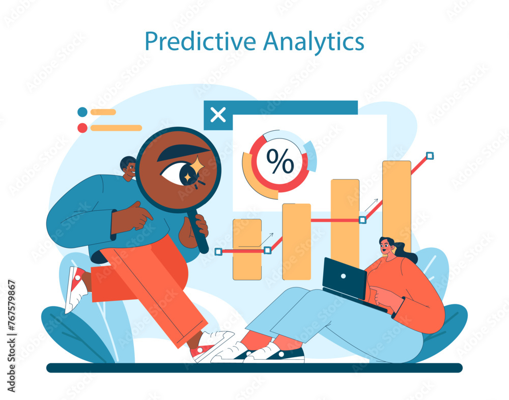 Poster marketing 5.0 concept. insightful analysis and trend prediction through advanced analytics