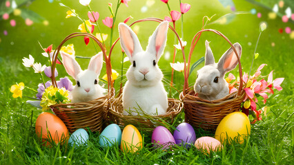 easter bunny and eggs