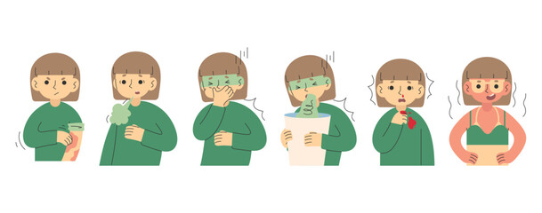 Symptoms 24 cute on a white background, vector illustration.