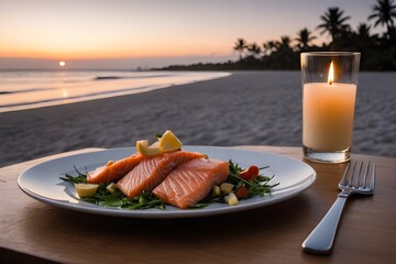 Dinner with an ocean view at the set