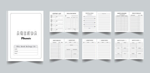 Agenda Planner layout Template, Daily planner, Weekly Planner Design Template