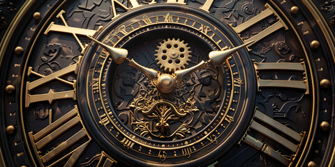 Fototapeta na wymiar Clockwork gears meticulously intertwined with floating mathematical symbols, suggesting the precision and unity between time and math Vintage old Golden background 
