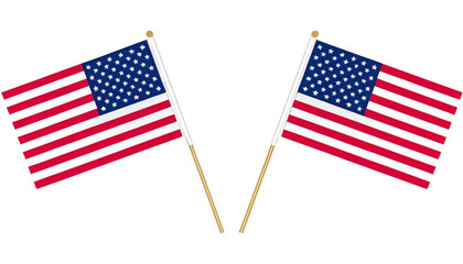 Two American Flags Isolated On White