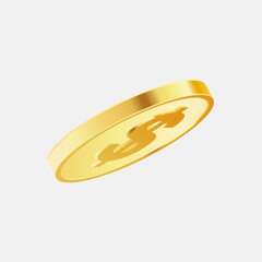 Gold coin sign isolated on a white backgrond.