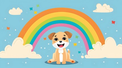 dog with rainbow background