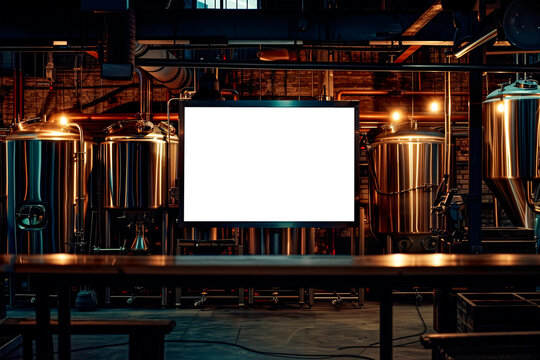 Horizontal frame mockup in dark brewery bar interior