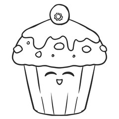 Smiling Blueberry Cupcake