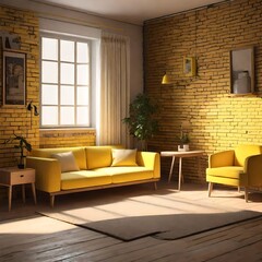 yellow sofa in living room