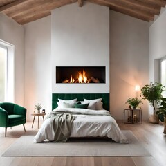 bed with fire place