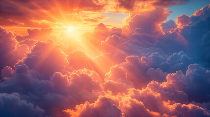 太陽の光に照らされて光り輝く雲