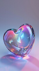 Single 3d heart holographic in Y2K style, vertical
