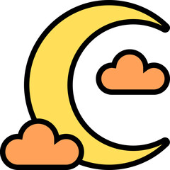 Crescent Colored Outline Icon Design Vector Ramadan