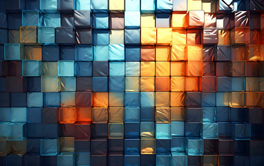 square colored mosaic background made of plastic and glass. abstract background geometric texture