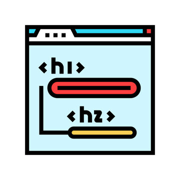 header tags h1 h2 seo color icon vector. header tags h1 h2 seo sign. isolated symbol illustration