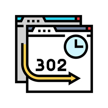 302 redirect seo color icon vector. 302 redirect seo sign. isolated symbol illustration