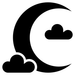 Crescent Solid Icon Design Vector Ramadan