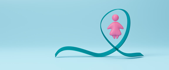 World Day of Ovarian Cancer, May 8, uterus reproductive system, Ovarian cancer illness in women's health, Gynecological, Uterine cancer, Vulvar cancer, Panic disorder.Copy space.3d render illustration