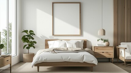 Bedroom With Bed, Chair, and Plant