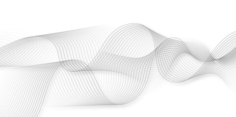White wave curve lines banner background design. Abstract soft wave lines dynamic flowing gray light isolated background. Vector Illustration of the gray pattern of lines. Black stripes on white