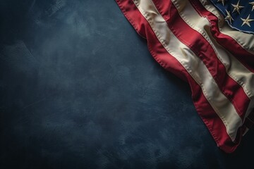 American Flag Resting on Blue Surface