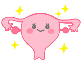 健康でキラキラな子宮の可愛いキャラクターイラスト