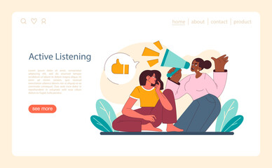 Active listening concept. An engaging vector scene showcasing the art of attentive communication