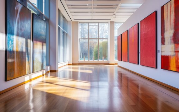 Modern painting or art gallery with natural light.