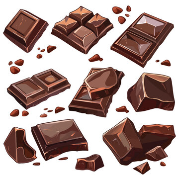 Chocolate pieces icon design. isolated on white 
