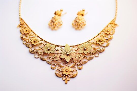 Wedding gold necklace with earrings 