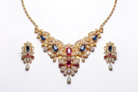 Wedding gold necklace with earrings 