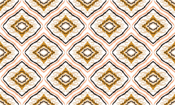 Hand draw Ethnic ikat chevron pattern background Traditional pattern on the fabric in Indonesia and other Asian countries.great for textiles, banners, wallpapers, wrapping vector design.