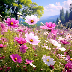 Fototapeta premium Imagine the scent of wildflowers blooming in a meadow. Each breath fills the air with a sweet, floral fragrance, a symphony of nature's perfume