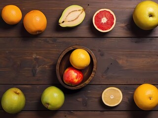 apples and oranges on a wooden table Fruit photography | still life | healthy food | healthy eating | fresh produce | variety | colorful fruits | rustic table | wooden table | summer fruits