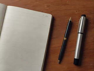 notebook and pen Open notebook | blank page | leather notebook | spiral notebook | hardcover notebook | ballpoint pen | fountain pen | gel pen | colorful pens | vintage pen | calligraphy pen