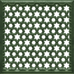 Arabic geometric pattern. Islamic ornament mashrabiya panel. Wall screen Islamic motif, 3d grill. Artistic metal casting. Illustration - 767599866
