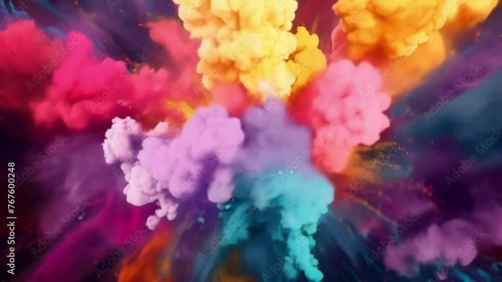 Poster a vivid spectrum of colors exploding in a mesmerizing display of chaos and beauty.