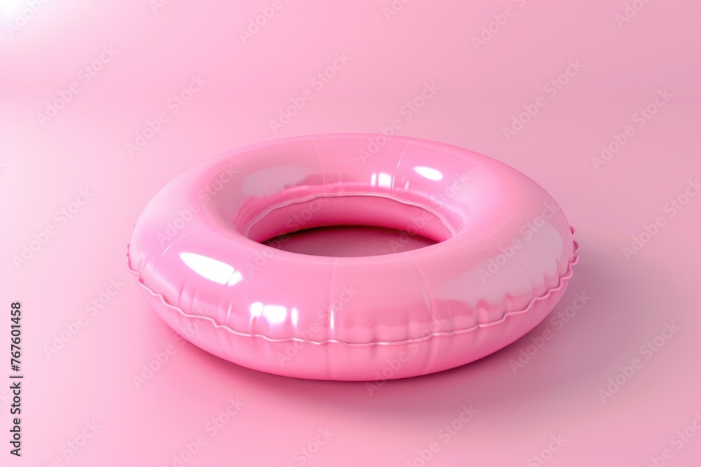 Poster a pink inflatable ring is sitting on a pink background. the ring is the main focus of the image and 