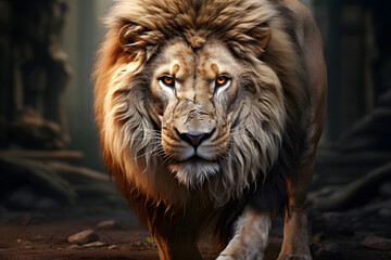 Fototapeta premium portrait of an African lion. beasts of prey. fauna and biology