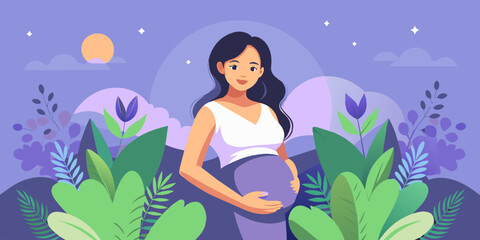 Obraz na płótnie Canvas A Journey of Joy: Moments of a Pregnant Belly Touch (Mother's Day, Pregnancy Awareness Month, Ultrasounds, Kickstart Your Healthy Pregnancy & More!) 