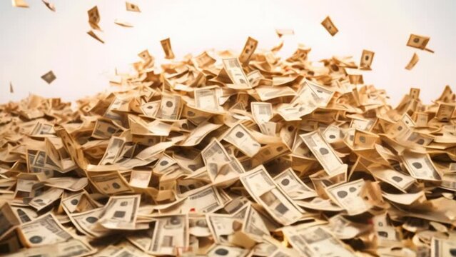 Many banknotes were scattered together in a large pile.