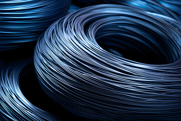 coils of copper and steel wire. industrial industry
