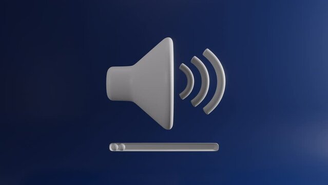 3D animated sound icon, speaker mute icon. Volume control and no sound prohibition sign. Symbol of Audio technology, music, and sound. Volume Off symbol. 4K Video motion graphic. 3d animation.