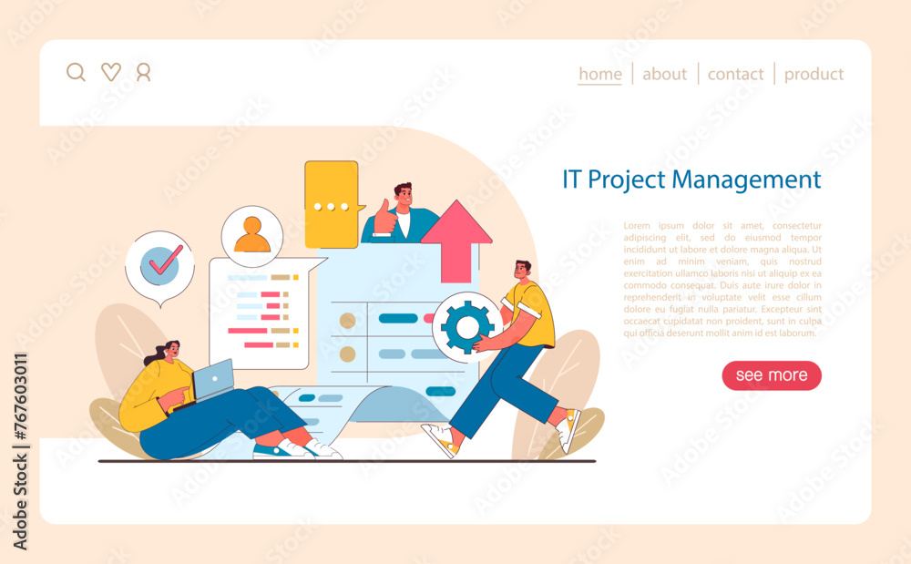 Aufkleber it project management concept. the coordination of tasks