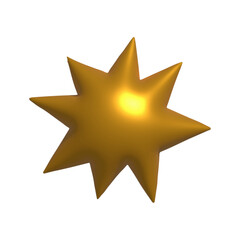 Golden 3D Star Illustration Glowing Against a Plain Background