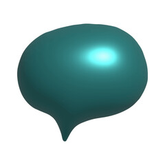 Glossy Teal Speech Bubble Floating Against a Plain Background