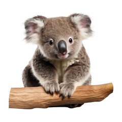 cute koala looking isolated on white.