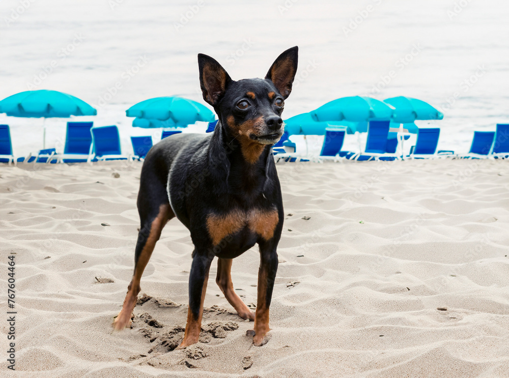 Canvas Prints miniature pinscher in summer