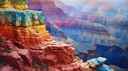 The grand canyon usa vast chasms colorful rock layers breathtaking vistas - obrazy, fototapety, plakaty