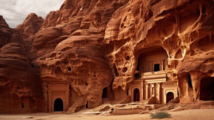 The petra jordan ancient city rock cut architecture desert landscapes - obrazy, fototapety, plakaty