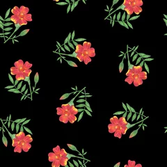 Fotobehang Marigold Flower Seamless Pattern. Floral Digital Paper. © Irinka Dimkovna